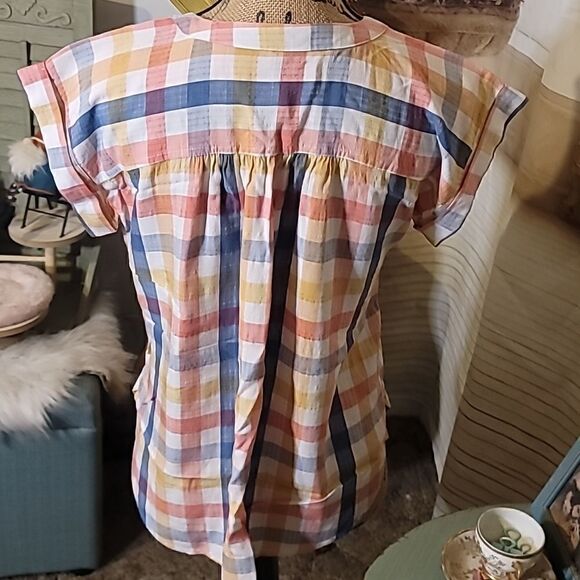 LOFT Gingham Print Top Size XS - Picture 5 of 8
